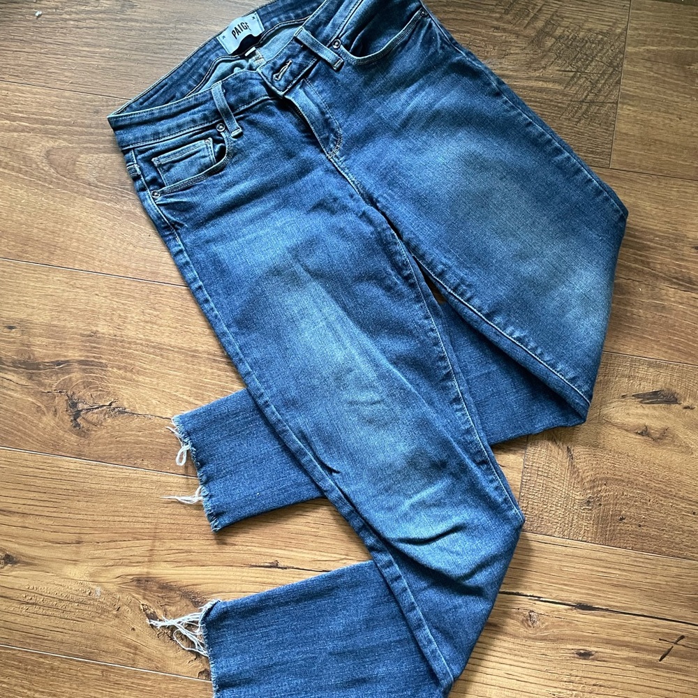 Paige low rise frayed hem denim jeans